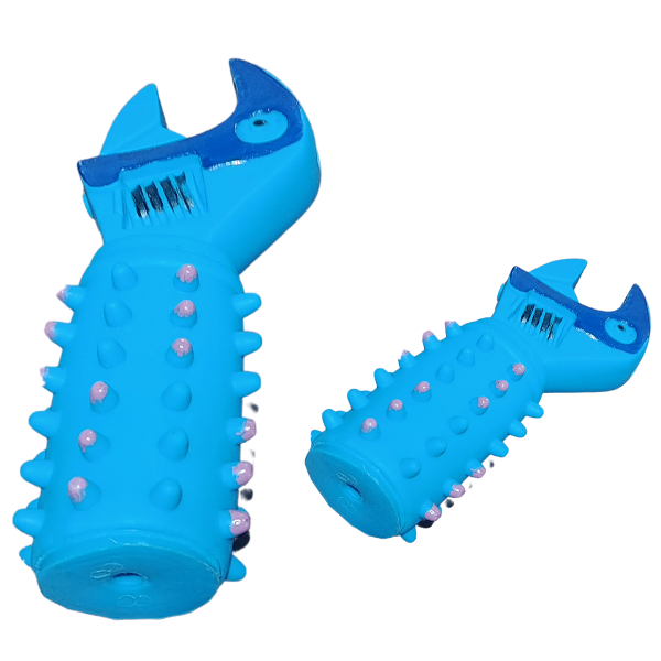 Producto - Juguete de Goma con Chifle para Perros - Llave Inglesa Azul, 17x6 cm - 2