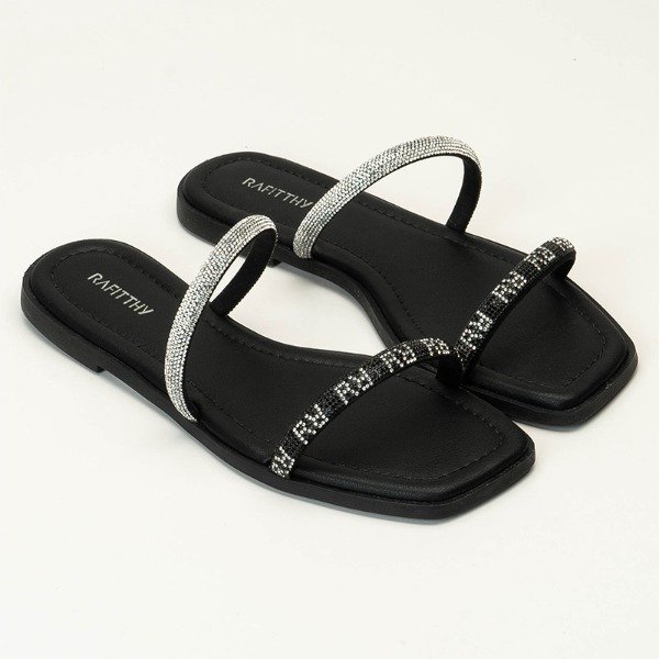 Producto - Sandalia RAFITTHY negra con tiras de strass COD.101064