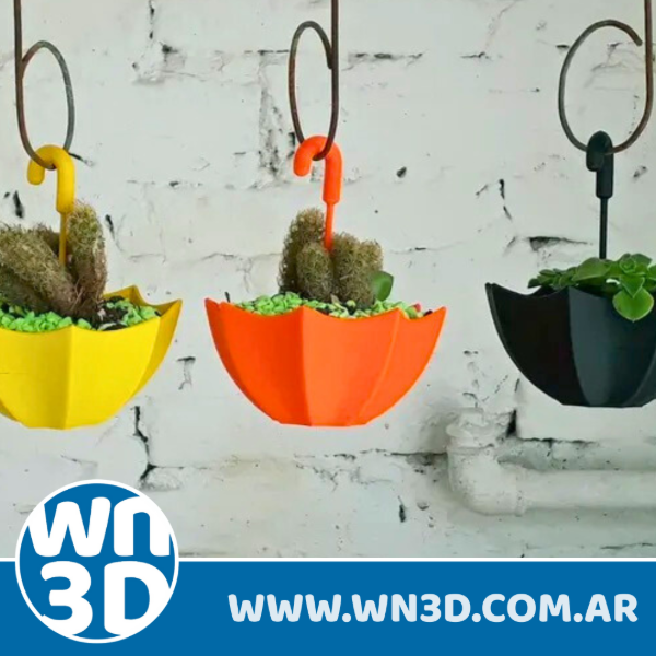 Producto - Maceta diseño paragüitas - Impresa en 3D