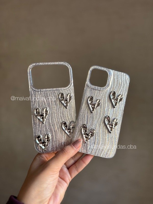 Producto - Case heart plateada iPhone - 0