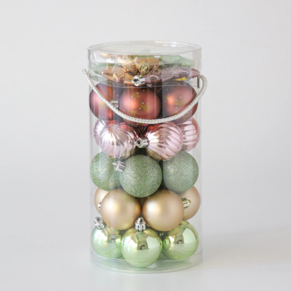 Producto - Set esferas navidad x35 Rosas y Verdes