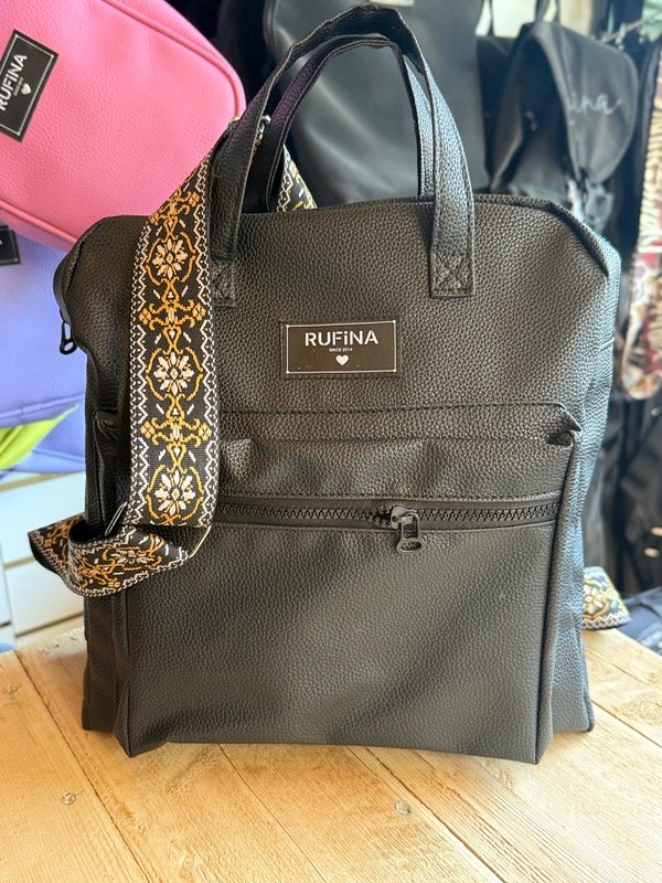 Producto - Mochi Sofía tira negro y amarillo