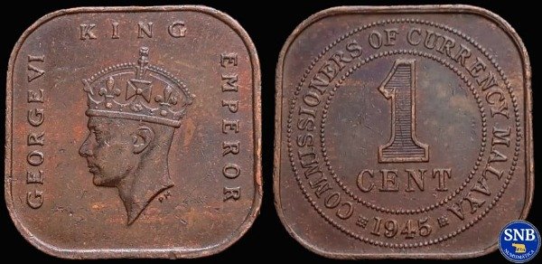 Producto - Malaya - 1 Centavo (1945) KM #6 [VF] - Administración Militar Británica