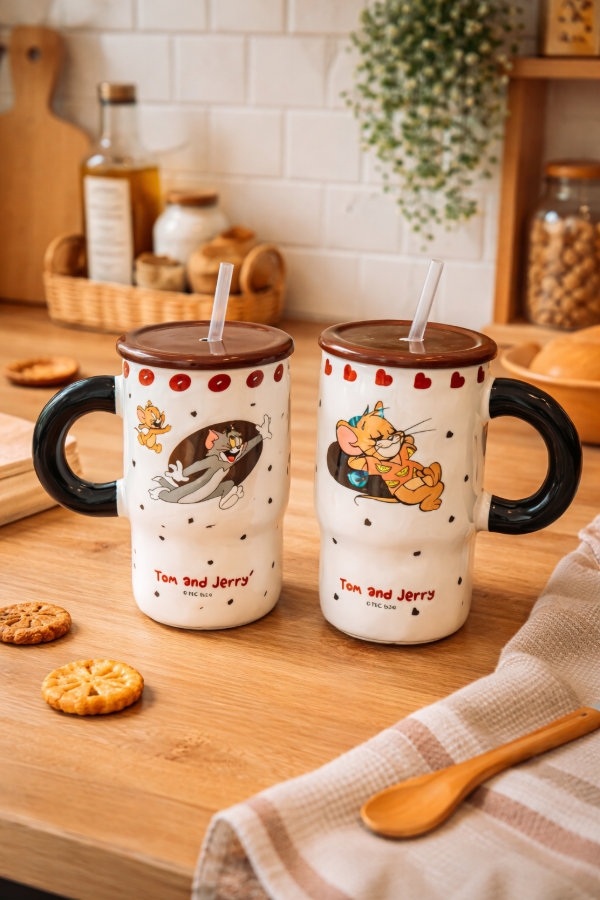 Producto - Vaso Tazon XL ceramico con sorbete Tom y Jerry
