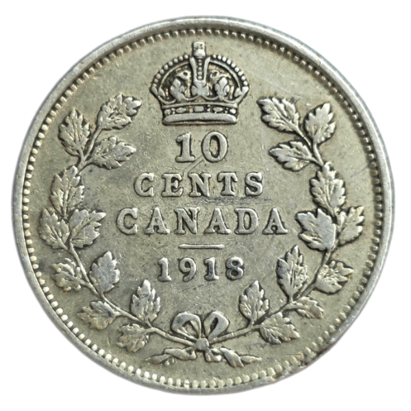 Producto - Canada 10 Cents 1918 Rey Jorge V (Ag 925) Km#23 VF