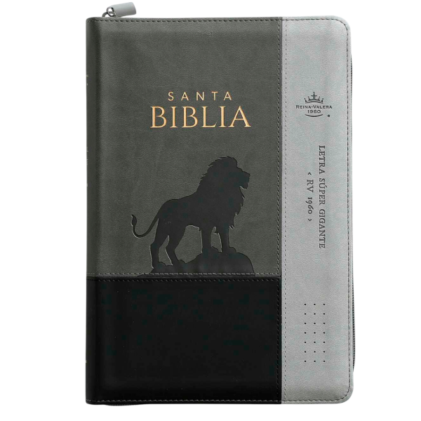 Producto - Biblia Reina Valera 1960 Letra Súper Gigante León Negro Y Gris