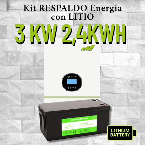 Producto - Kit Respaldo Energía con Litio 3kW 24V - 2,4kWh. Monofásico