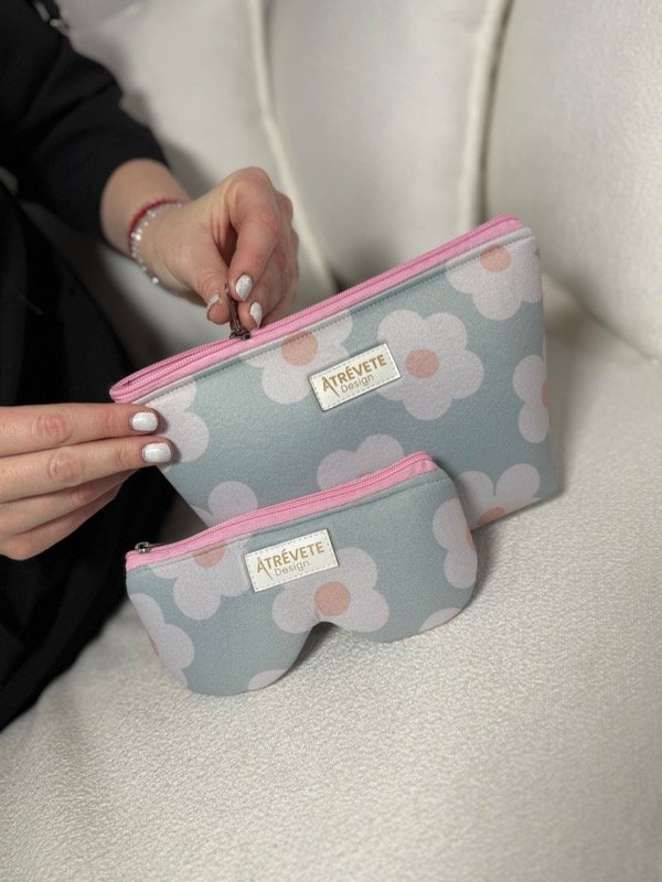 Producto - NECESER + PORTALENTES -  FLOR ACUA