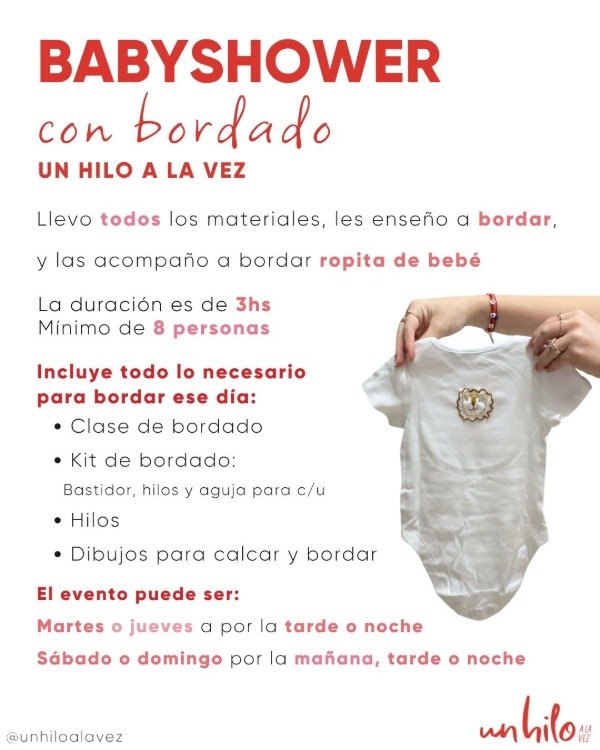 Producto - Evento presencial con bordado: BABYSHOWER