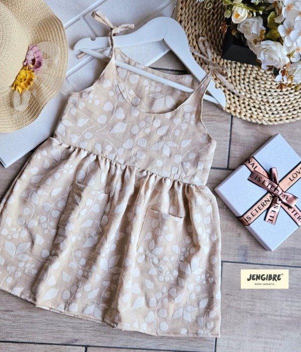 Producto - Vestido Hanna con Bolsillos Rosa y Beige Teens (V24)