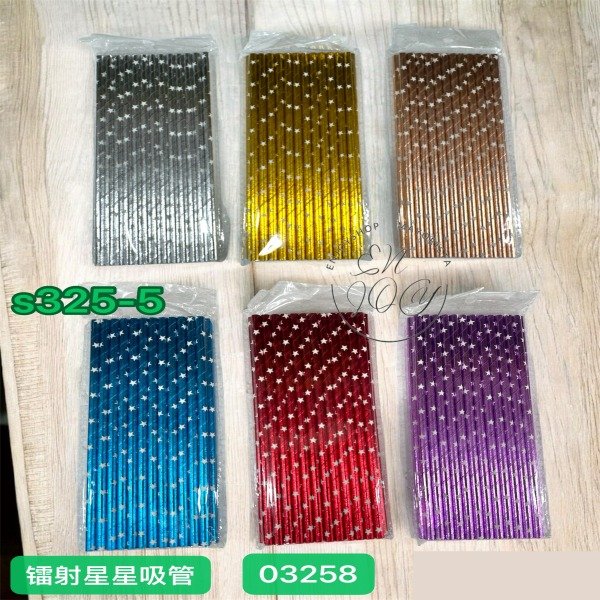 Producto - SORBETES METALIZADO CON ESTRELLA FIESTA 03258