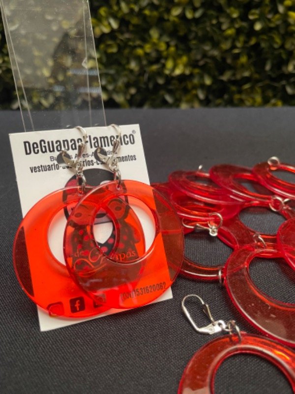 Producto - Aros argolla transparente mediano rojo