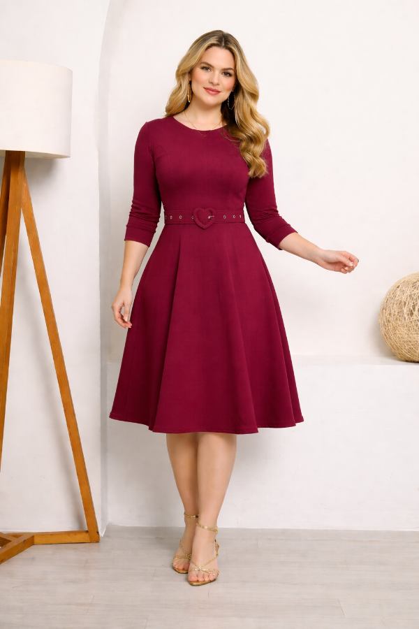 Producto - Vestido Juana BORDO cinto corazón talle Gg