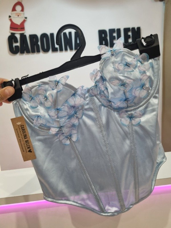 Producto - Corset mariposa celeste