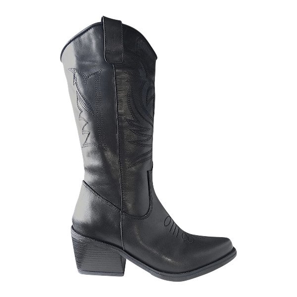 Producto - Texana de Cuero Vacuno Negro - Modelo 6002