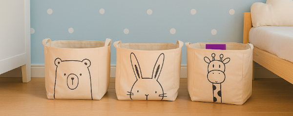 Producto - Contenedor de tela cuadrado con manijas