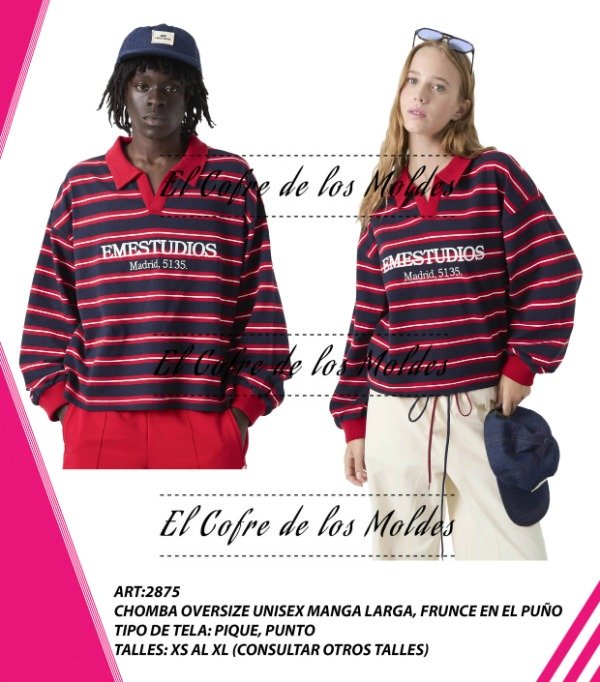 Producto - Chomba Oversize Unisex Manga larga -Pack de Talles XS al XL-