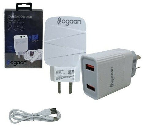 Producto - Cargador desmontable x2 usb y cable tipo C - carga rapida