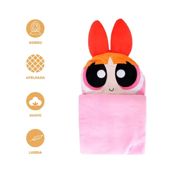 Producto - Manta con capucha Las Chicas Superpoderosas Bombon Original Miniso - 0