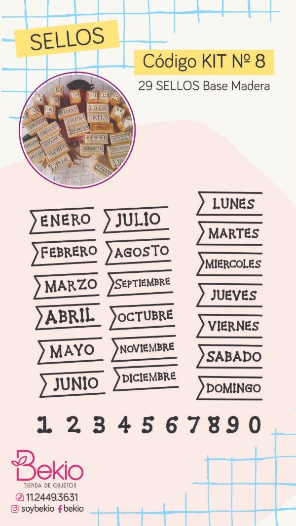 Producto - Kit 8 - Sellos Meses y Días de la Semana