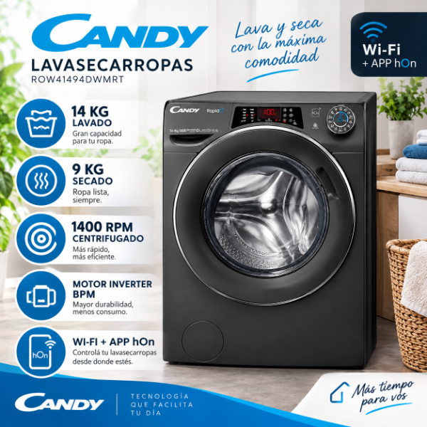 Producto - LAVASECARROPAS CANDY 14/9 KG WIFI INVERTER 1400 RPM