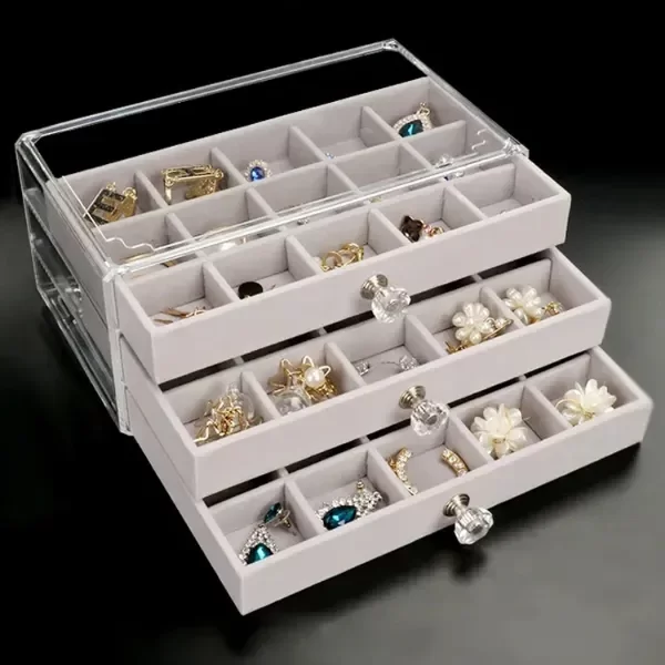 Producto - Joyero Organizador Acrílico con 3 Cajones de Terciopelo
