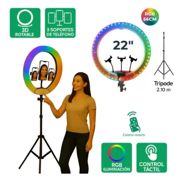 Producto - Aro de luz LED RGB modelo 3D-56cm profesional - 0