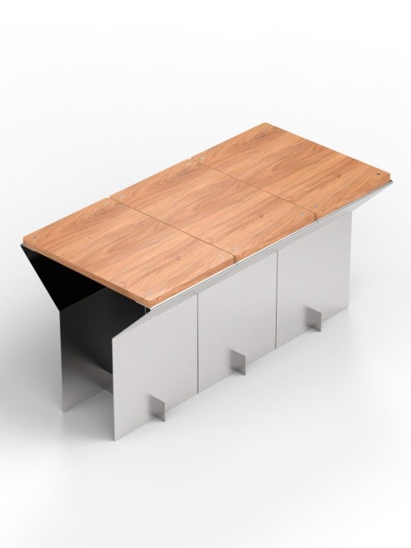 Producto - Banco T - Banco de acero inoxidable y madera para cafés, locales y hogares - 7