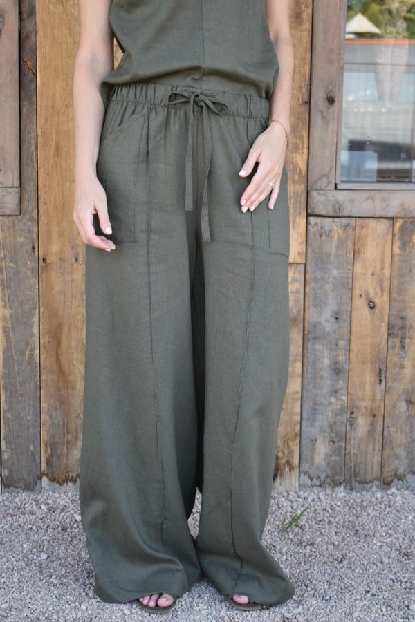 Producto - Pantalón alforzas lino - Menta