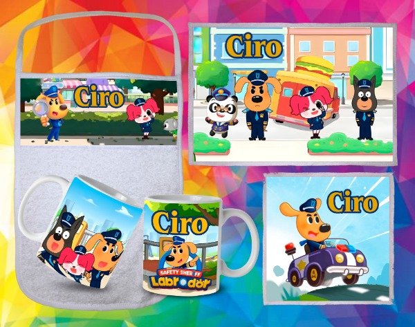 Producto - Plantilla para Set de Jardín y Mochilas FullPrint Sheriff Labador