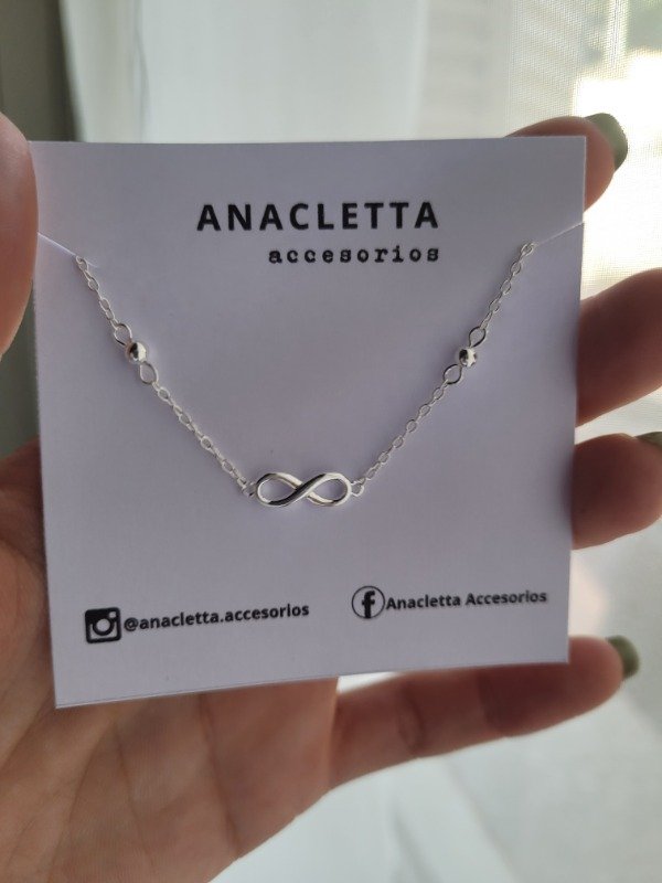 Producto - Pulsera infinito con bolitas Plata 925 - 17 cm + 2,5 cm ext