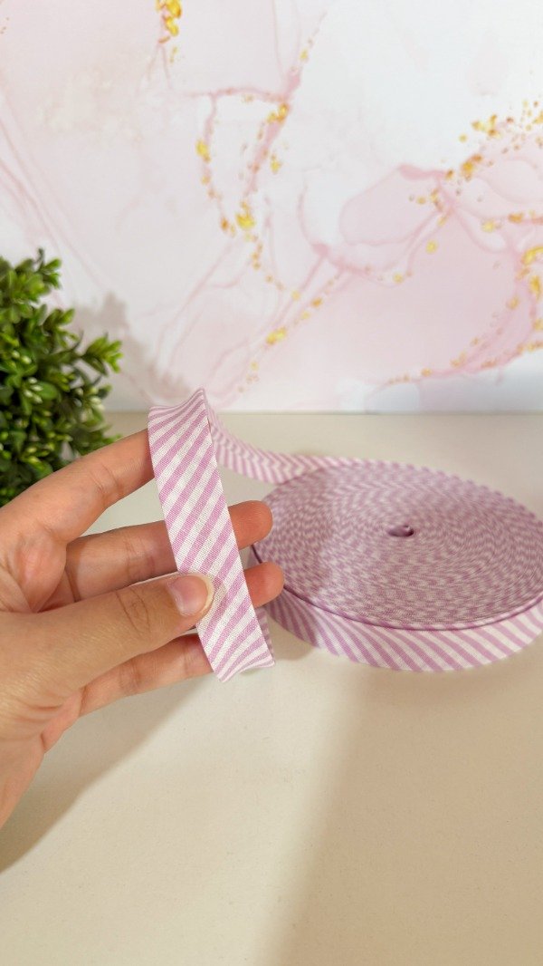 Producto - Cinta bies rayada lila - 3mts