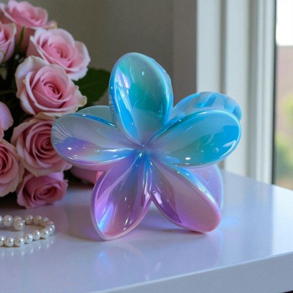 Producto - Broche Hawaiana Copo Celeste Rosa