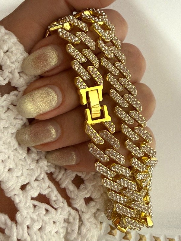 Producto - CF033 Cadena dorada con strass 50 cm