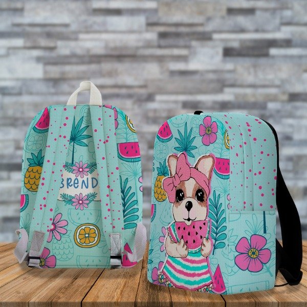 Producto - Diseño Digital / Plantilla Para Mochila Full Print De Perrita Sandia