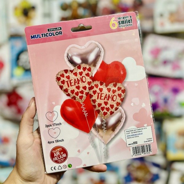 Producto - Set de Globos TE AMO CORAZONES 6 pcs