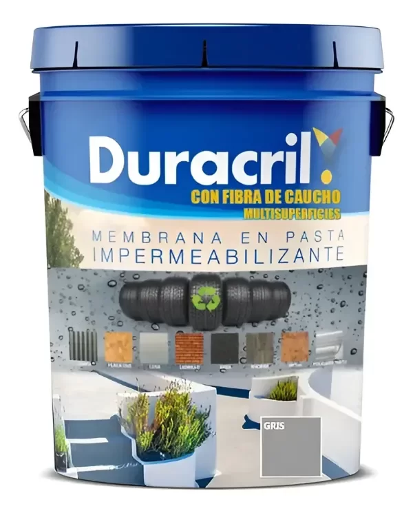 Producto - Membrana Duracril Con Fibra De Caucho Multisuperficies 20 Lts - 0