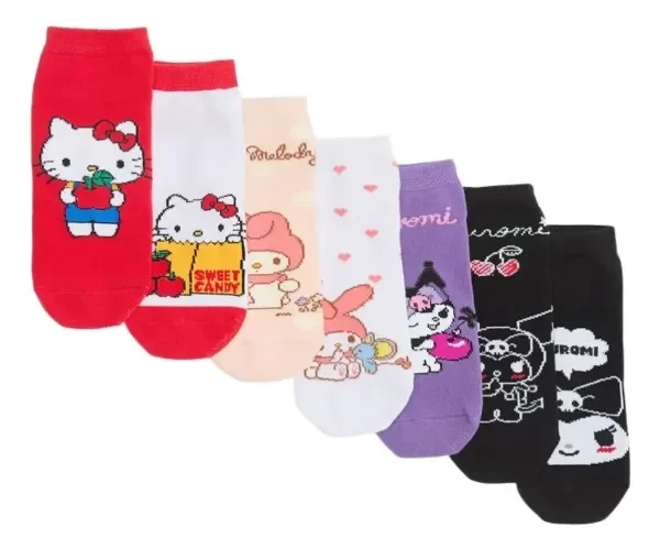 Producto - Zoquetes Elemento dama Kitty y Kuromi. Pack x3 - 1