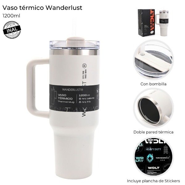 Producto - Vaso Termico con Bombilla 1200 ML BL.HUESO - WANDERLUST - 0