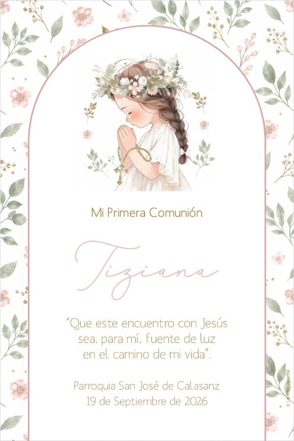 Producto - Estampita Comunión Niña Floral