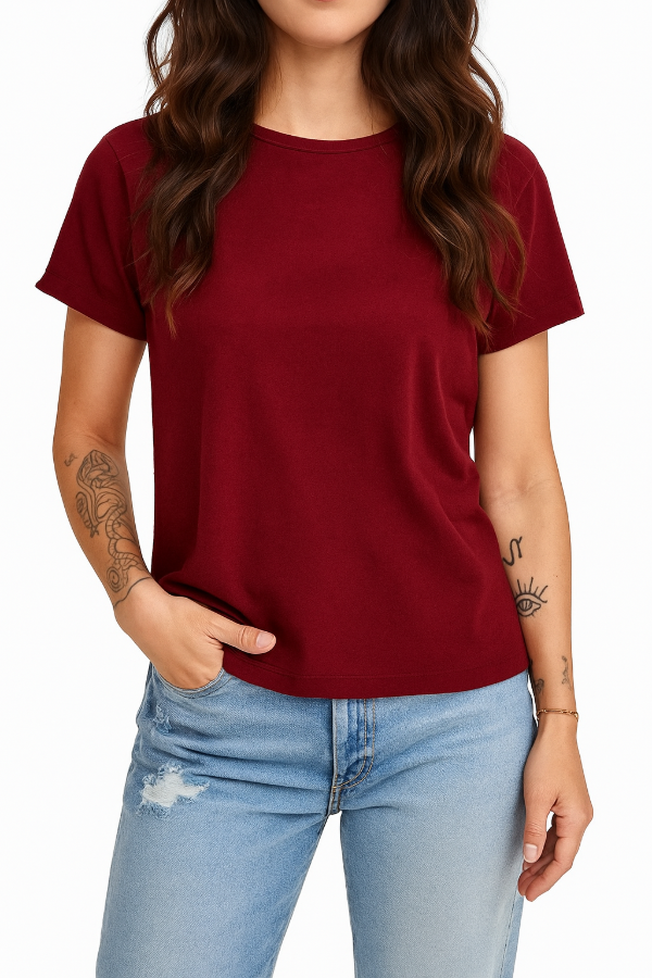 Producto - REMERA BASICA TINA BORDO