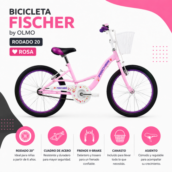 Producto - BICICLETAS FISCHER by OLMO - RODADO 20 NENA ROSA