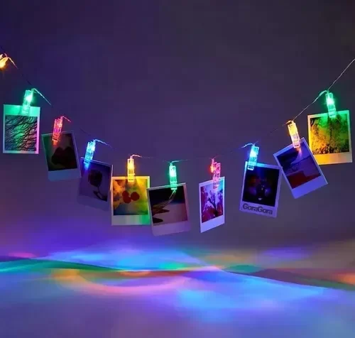 Producto - Guirnalda de 20 luces led con broches para fotos de 4 metros lleva pila AA