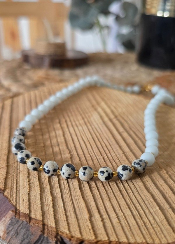 Producto - Gargantilla Jaspe Dalmata y Blanco - 1