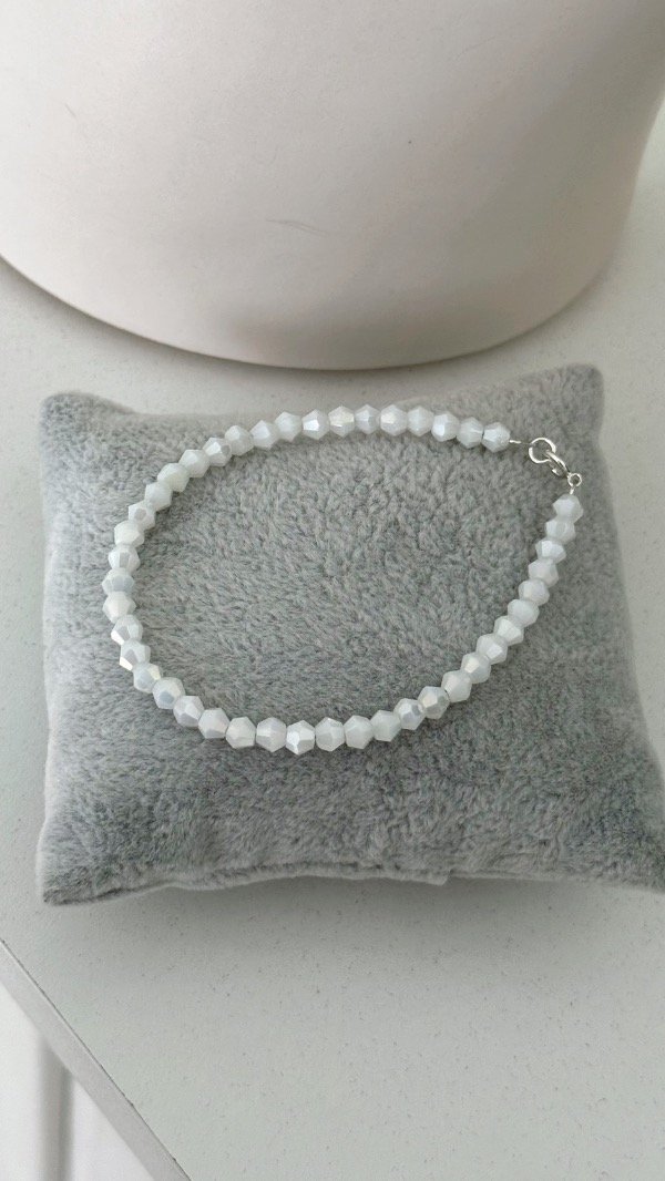 Producto - Pulsera cristal de roca bicono blanco tornaz P925