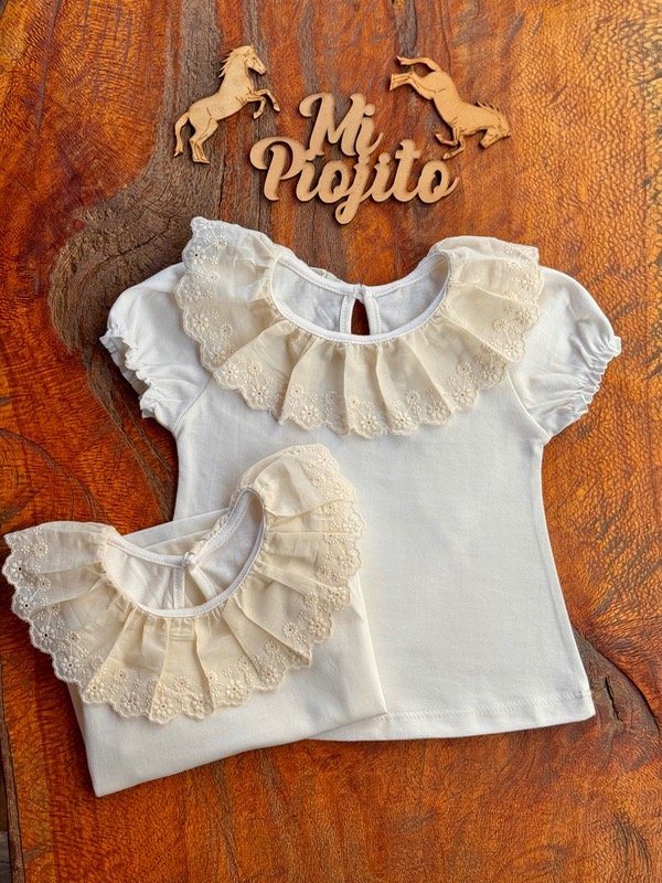 Producto - Remera Natural Beba Cuello Broderie - 0
