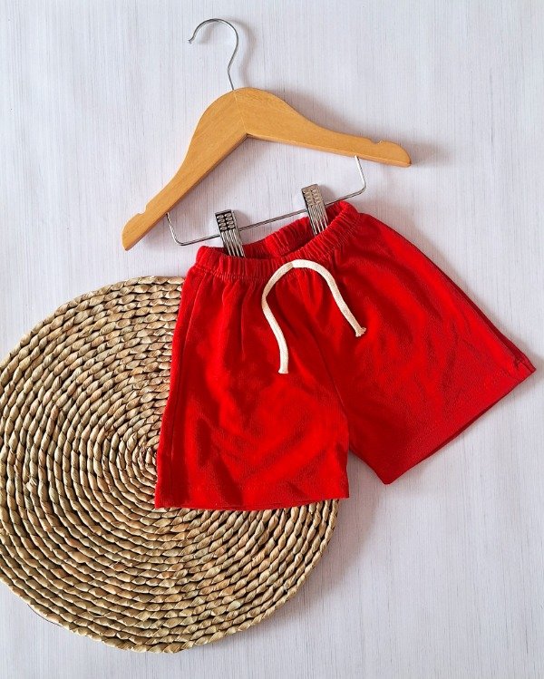 Producto - Short Algodón Rústico Peinado Rojo