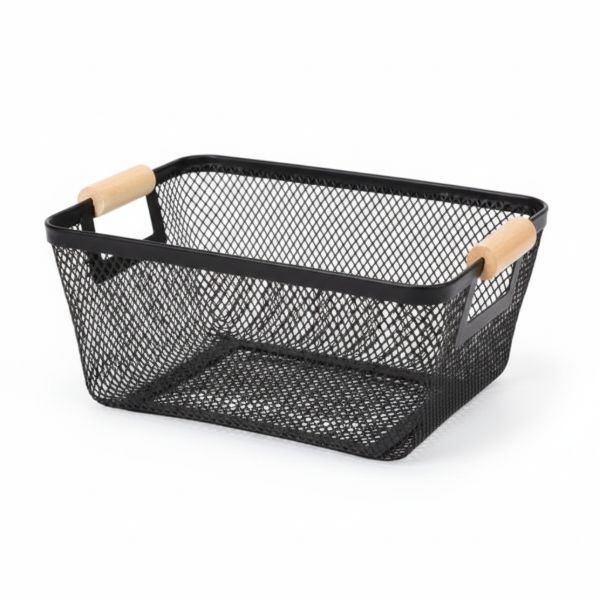 Producto - Canasto de Metal con Asa de Madera ( Grande )