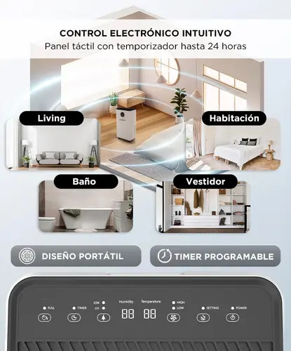 Producto - Deshumidificador Portatil -12L/dia -210W -tanque 2.5L -bajo ruido 46dB - - 4