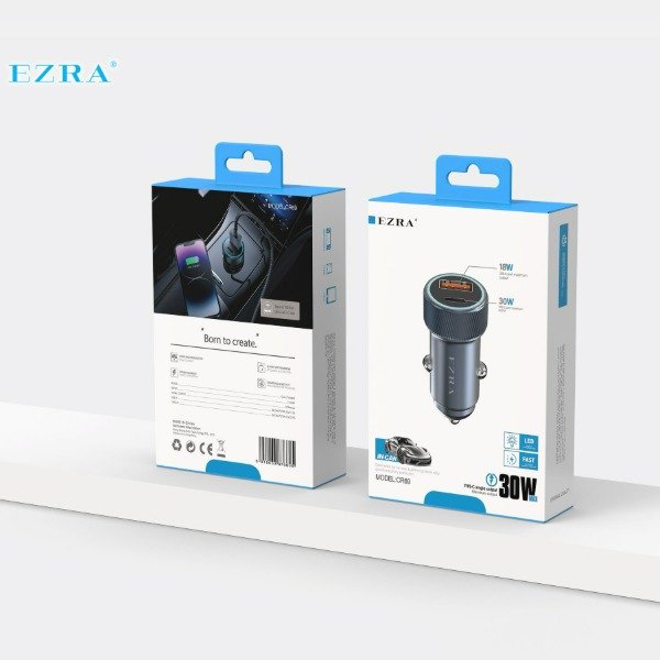 Producto - Adaptador de Metal Para Auto Con Luces LED 2Salidas de 30W USB18W - TPC30W CR69.